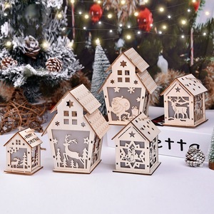 Glowing Wooden House <b>Ornaments</b> Laser Cut Christmas Hanging Decorations For Tree Window Display DIY Gifts - Product Image 4