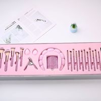 Ensemble de 23 pinceaux de maquillage en diamant scintillant, synthétiques, rose, avec strass, style glamour et brillant, avec boîte cadeau