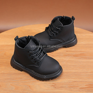 Automne et hiver nouvelles <span class=keywords><strong>bottes</strong></span> Martin pour enfants velours chaud <span class=keywords><strong>bottes</strong></span> courtes en cuir à lacets noirs pour garçons et filles - Product Image 3