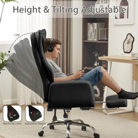 Fauteuil de Direction en Cuir Grand Format avec Roulettes, Accoudoirs Réversibles et Coussin Lombaire pour la Maison
