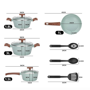 Juego de Ollas y Sartenes de Cerámica Moderna con Revestimiento de Mármol, 6 Piezas, Tapas de Vidrio, Asas de Baquelita, Antiadherente, de Aluminio, Compatible con Inducción - Product Image 2