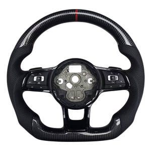 Volante Deportivo de Cuero Perforado y Fibra de Carbono para Volkswagen VW GTI7 Golf MK7 - Product Image 1