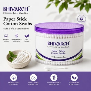 Hisopos de Algodón Ecológicos con Palitos de Papel, Paquete de 300 Unidades |   Hisopos de Algodón Suaves de Doble Cabeza para Uso Diario en la Higiene - Product Image 1
