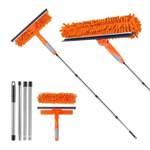 HYRA Kit <span class=keywords><strong>de</strong></span> <span class=keywords><strong>lavage</strong></span> <span class=keywords><strong>de</strong></span> <span class=keywords><strong>vitres</strong></span> avec rallonge avec 1 tampon en microfibre et 1 tampon en chenille pour fenêtres intérieures et extérieures - Product Image 2