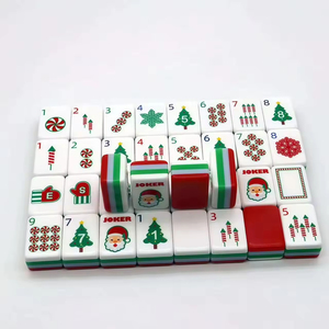 Tuiles de Mahjong Américaines en Acrylique Thème Noël Festif, Motifs Père Noël, Bonbons et Canes de Sucre, Écologiques, Ensemble 4 Joueurs pour - Product Image 3