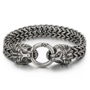 Cool Big Heavy Mens Lion Crâne Loup Tête Verrouillage Bracelets En Acier Inoxydable Biker <span class=keywords><strong>Bijoux</strong></span> - Product Image 1