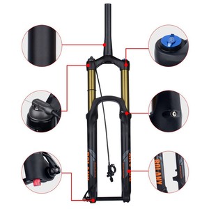 Fourche de VTT Bolany, débattement 175 mm, tiges de 28,6 mm, ressort à air, réglage du rebond, axe traversant 27,5 pouces - Product Image 1