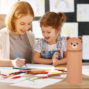 Support de stylo en silicone ours en peluche OEM, <span class=keywords><strong>organisateur</strong></span> de bureau personnalisé en forme d'animal pour enfants, étui à crayons mignon en gros sans BPA - Product Image 4