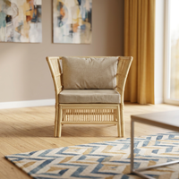 Fauteuil Alena en rotin, moderne, confortable, pour salon, chambre, salle à manger, élégant, durable, artisanal, relaxant