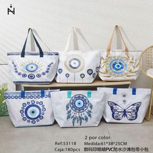 Borsa da spiaggia impermeabile in PVC con stampa digitale 61x38x25cm con tracolla per donna, uso estivo - Product Image 2