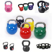 Kettlebell en fonte robuste Dinuo avec revêtement en poudre, design à anneaux colorés pour entraînement fonctionnel et Cross-Fit en salle de sport