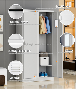 Casier en acier à 2 portes, meuble de rangement durable avec serrure à clé, structure assemblée sécurisée pour une utilisation en extérieur dans les écoles, les gymnases, les bureaux - Product Image 6