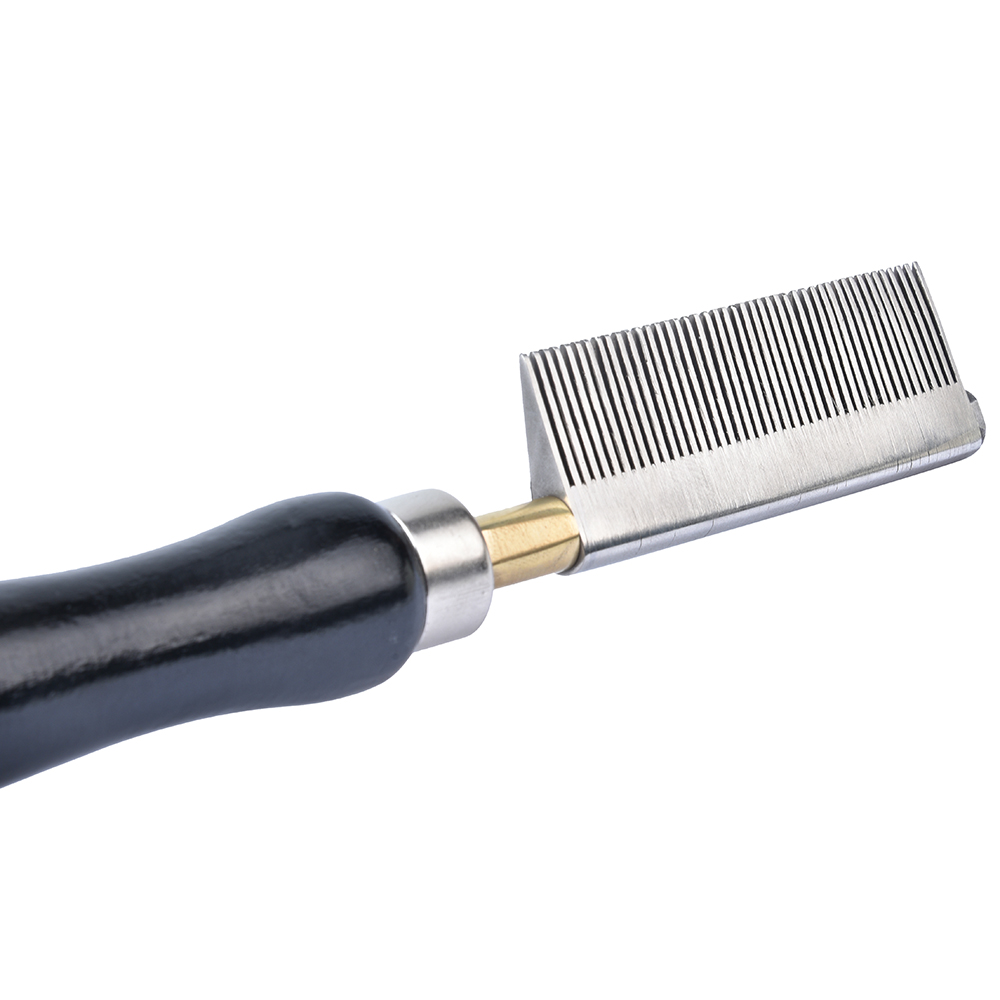 Pente de metal com punho de madeira, pente metal fixador para máquina de cortar cabelo