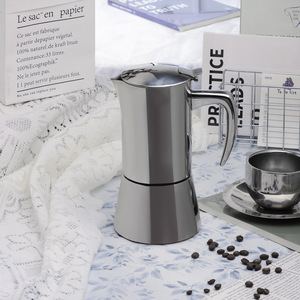 Cafetera Moka de Acero Inoxidable 304 Reforzado, Cafetera Italiana <span class=keywords><strong>para</strong></span> Estufa, Apta <span class=keywords><strong>para</strong></span> Estufas de Gas e Inducción, <span class=keywords><strong>Greca</strong></span> - Product Image 1