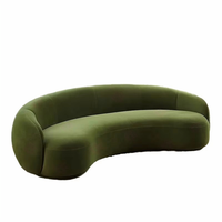 Modernes Wohnzimmer-Sofa in Weißem Bouclé, Luxuriöses Samt-Ecksofa mit Geschwungener Halbmond-Form, Freizeitsofa-Design