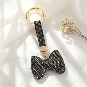 Elegant Full Rhinestone <b>Bow</b> Keychain Bling Bowknot Key Ring Gold Plated Key <b>Holder</b> for Women Bag Accessories - Product Image 2