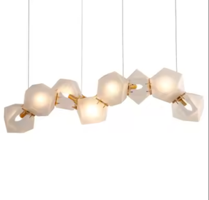 Zeal Lighting, superventas, mesa de comedor moderna, candelabro de Rama Dorada, luz colgante nórdica de cristal - Product Image 2