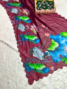 Tendance moderne Georgette travail manuel Saree en lin pour les fêtes Graduations Diwali Festivités - Product Image 6