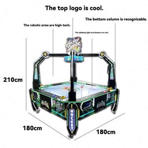 Table de hockey sur air multijoueur en métal avec éclairage LED, machine de jeu d'arcade à tension universelle pour clubs et lieux - Product Image 2