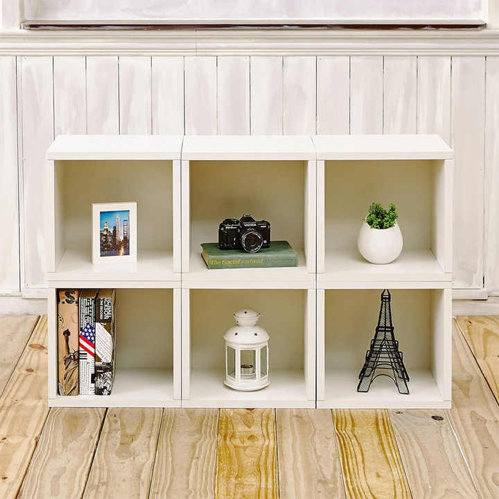 Wooden Way Basics Cube Storage Closet Organizer Stackable Cubby Shelf ... - Wooden Shelves For Closet Organizer With Cubbies