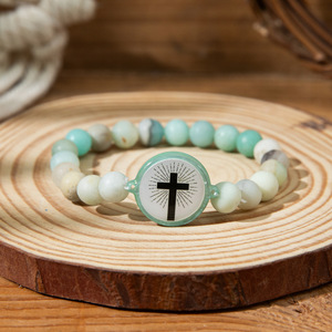 NFC Daily Bible Verse Cross Pulseras Hombres Mujeres Nuevos regalos religiosos Código QR personalizado Bible Verse Chip Gemstone Cross Pulseras - Product Image 5