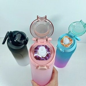 Bouteille d'eau en plastique <span class=keywords><strong>Tristan</strong></span> de style américain, dégradé bicolore, pour étudiants, 750 ml, avec paille, pour les sports de plein air - Product Image 2