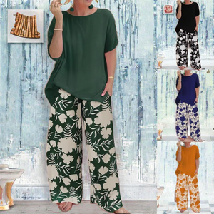 Nouvel ensemble décontracté deux pièces à manches courtes pour femme grande taille, imprimé léopard, respirant, été 2026 - Product Image 3