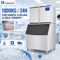 Machine à glaçons 1000 kg avec production de glace granulaire pour comptoirs de supermarchés et de produits frais, puissance 2535 W et support pour pièces de rechange