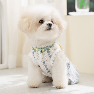 Gaby Korean Style Pastoral Plaid Traction Dress Small Dog Bixiong Summer Thin Sleeveless Dog <b>Clothes</b> <b>Pet</b> <b>Clothes</b> Wholesale - Product Image 1