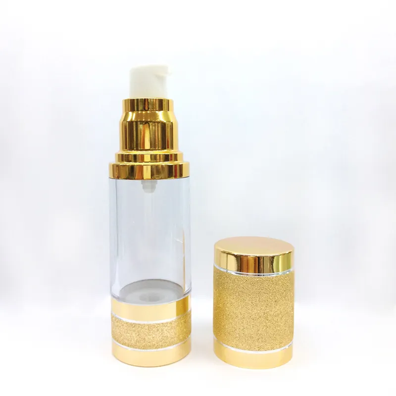 Пластиковая пустая Золотая 15 мл безвоздушная бутылка с распылителем для лосьона