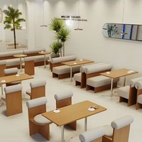 Style nordique Booth Banc Sièges Café Restaurant Table Chaises Ensemble En Cuir Canapé Meubles En Bois Massif Cadre Meubles