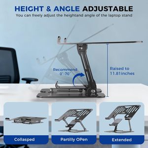 Supporto per Laptop 2 IN 1 con Porta Cellulare in Acciaio al Carbonio Pieghevole Regolabile in Altezza e Angolazione - Product Image 4