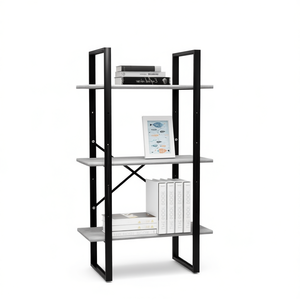 Scaffale portaoggetti in legno ingegnerizzato grigio cemento 23.6x11.8x41.3 pollici, mobile da soggiorno dal design moderno e minimalista - Product Image 1