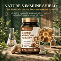 Complément alimentaire naturel pour renforcer l'immunité, comprimés de polysaccharides de champignons shiitake, marque privée OEM/ODM, bouteille de 48g