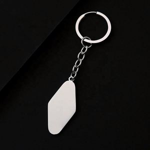 Personalized <b>Customization</b> Laser Engraving logo Printing Stainless Steel Photo diamond Shaped Blank Material Metal <b>Keychain</b> - Product Image 2