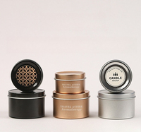 Boîte à bougies en étain argenté ronde avec logo personnalisé, boîte en métal vide avec couvercle pour bougies parfumées en cire de soja, cadeaux de mariage