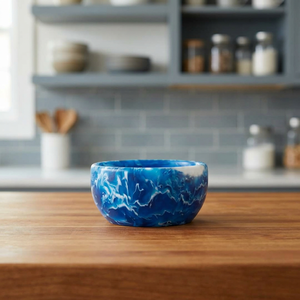 Modern Resin <b>Bowl</b> <b>Blue</b> Marble Design Handmade Under Glazed for Food Serving Home Use Wholesale Serving <b>Bowl</b> Customized <b>Bowl</b> - Product Image 1