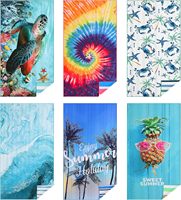 Serviettes de plage en microfibre surdimensionnées Casa Platino, lot de 6, 71x32, sans sable, légères, séchage rapide, motif tie-dye palmier