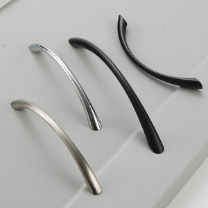 Modern Minimalist Aluminum Alloy Curved Handles For Wardrobe Cabinet <b>Drawer</b> Black <b>Silver</b> 211 Die Casting Durable - Product Image 3