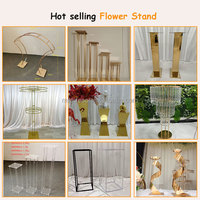 Support floral en métal doré et argenté pour centre de table de luxe pour événements de mariage, vente en gros
