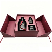 Boîte-cadeau en carton premium avec logo personnalisé imprimé, pour vin et verres, avec insert en mousse