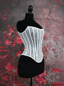 Corsé Elegante Transparente de Encaje Floral sin Tirantes con Varillas para Ajustar la Cintura, Ideal para Bodas y Eventos Nupciales - Product Image 5