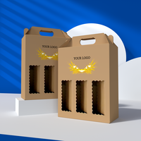 Boîte en Carton Ondulé Personnalisée pour Bouteilles de Vin (3/6 Packs), Jus, Boisson ou Café avec Poignée
