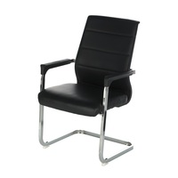 Chaise de visiteur de conférence en porte-à-faux cuir noir Accoudoir en métal plastique