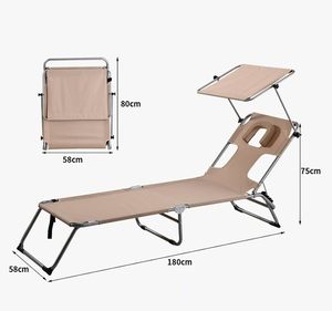 Tumbonas Plegables Personalizadas de Fábrica con Toldo Ajustable, <span class=keywords><strong>Silla</strong></span> Reclinable Portátil de Alta Resistencia para <span class=keywords><strong>Playa</strong></span>, Patio y Exteriores - Product Image 2