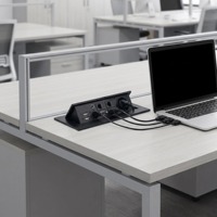 Base épaissie Empiècement noir Prise de courant standard allemande cachée avec chargement USB pour table de conférence