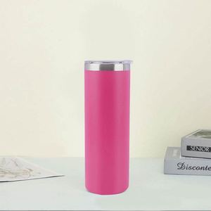 Gobelet droit de 20 oz pour sublimation, blanc, en acier inoxydable, fin, vierge, avec paille métallique et couvercle inclus - Product Image 3