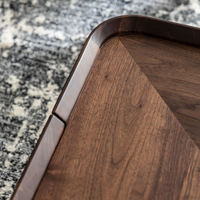 Table basse carrée moderne en bois massif avec tiroirs, table centrale de luxe en noyer pour projets hôteliers et salons