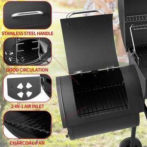 Parrilla de carbón doble offset moderna con recubrimiento en polvo para uso comercial, ideal para asar carne en el patio trasero. - Product Image 5