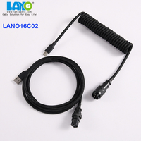 Câble d'alimentation électrique GX16 5 broches, type aviateur, enroulé, pour clavier, USB Type-C, charge rapide 3A, utilisation informatique, tressé en nylon